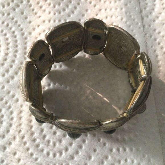 Women's Vintage bracelet elastic stretching metal chunk - Picture 2 of 5